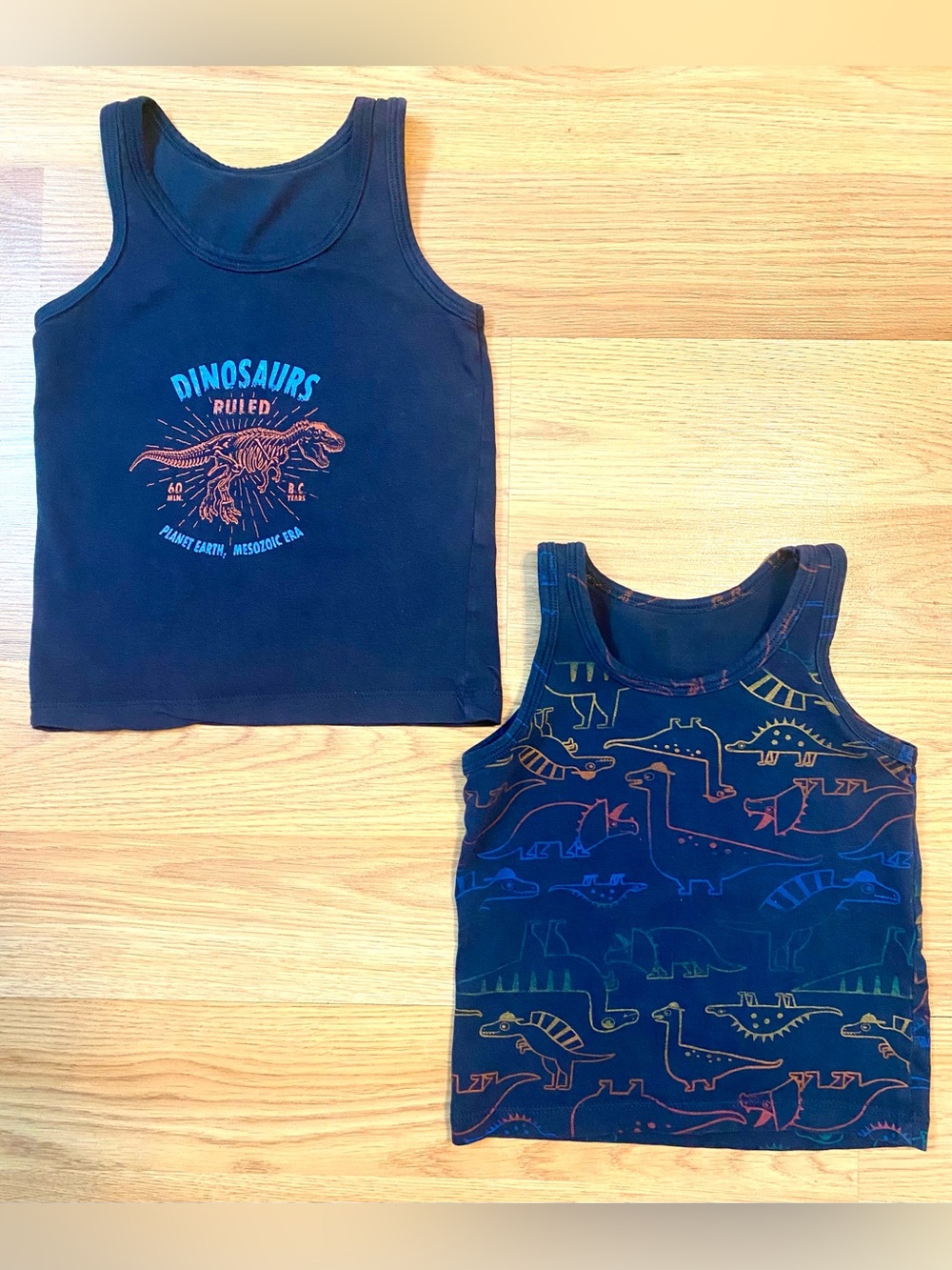 🦕3T BOY TANK TOPS BUNDLE OF 2 DINOSAURS COTTON SLEEVELESS SHIRTS SUMMER TOPS